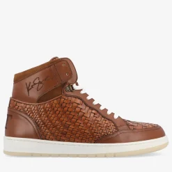 Store TAFT Rapido Brown Leather Sneakers - Brown Woven |