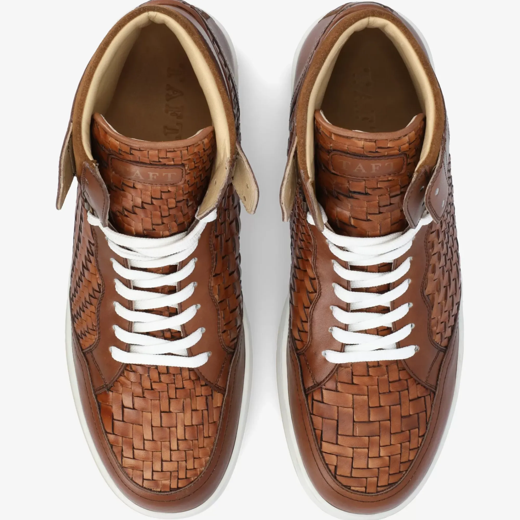 Store TAFT Rapido Brown Leather Sneakers - Brown Woven |