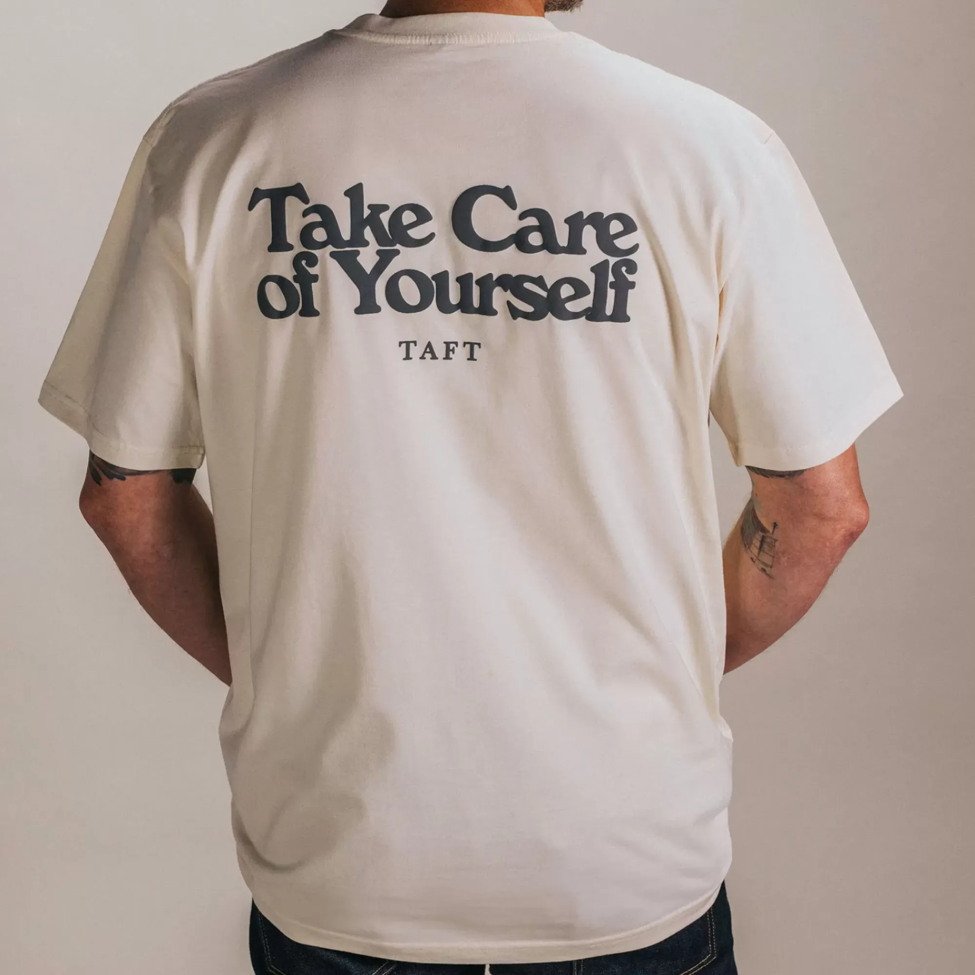 New TAFT Take Care T-Shirt In Ecru