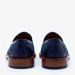Store TAFT The Fitz Loafer In Blue Check - Blue Loafers |
