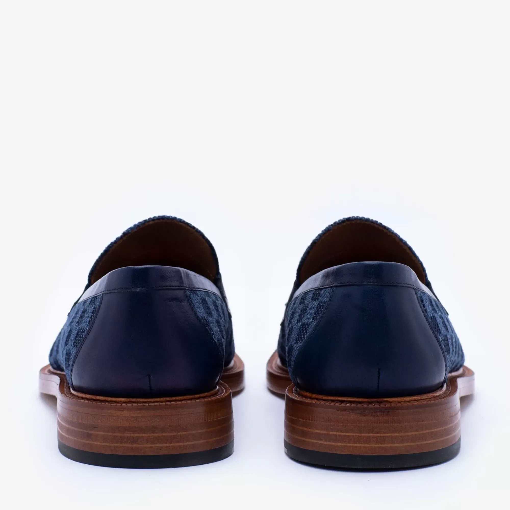 Store TAFT The Fitz Loafer In Blue Check - Blue Loafers |