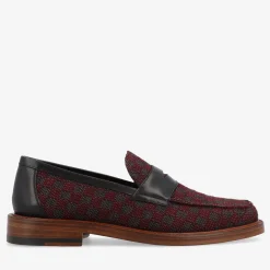 Cheap TAFT The Fitz Maroon Mens Loafers - Maroon Check |
