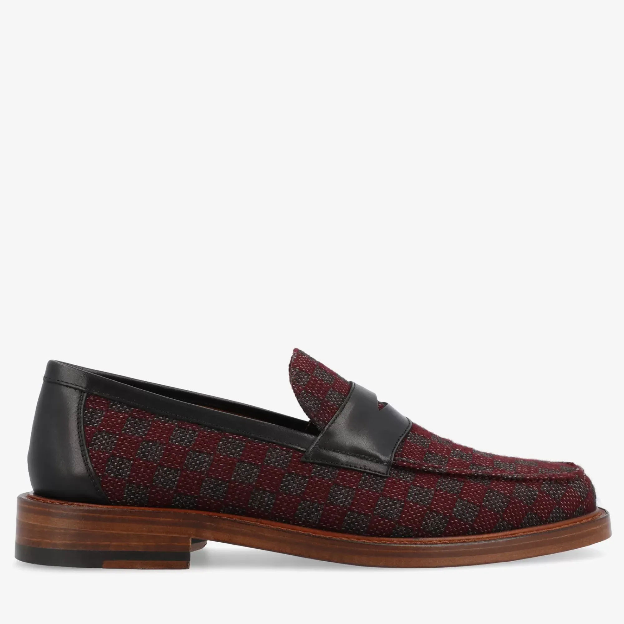 Cheap TAFT The Fitz Maroon Mens Loafers - Maroon Check |