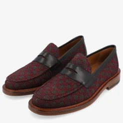 Cheap TAFT The Fitz Maroon Mens Loafers - Maroon Check |