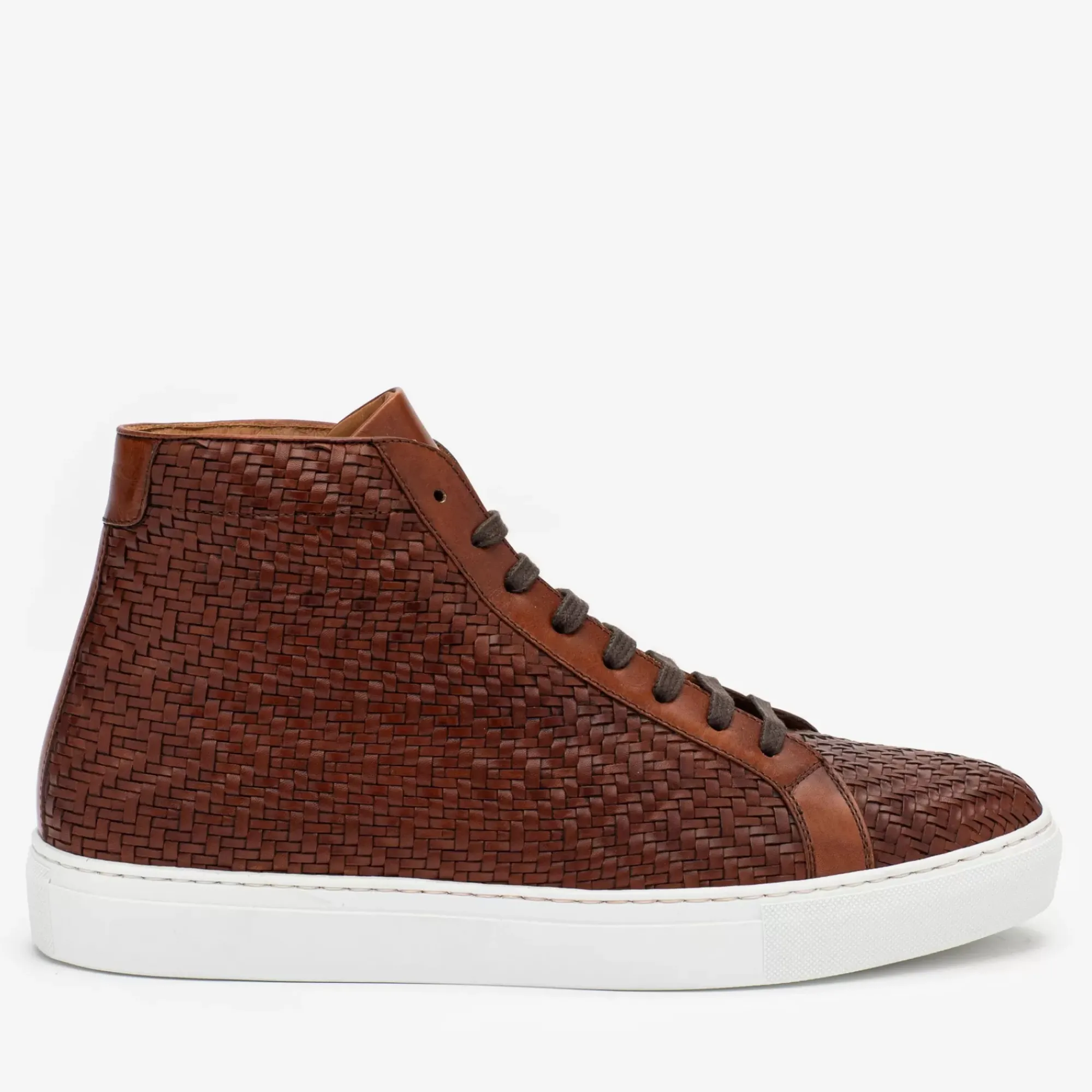 Discount TAFT The Hightop Sneaker In Woven Brown Leather |