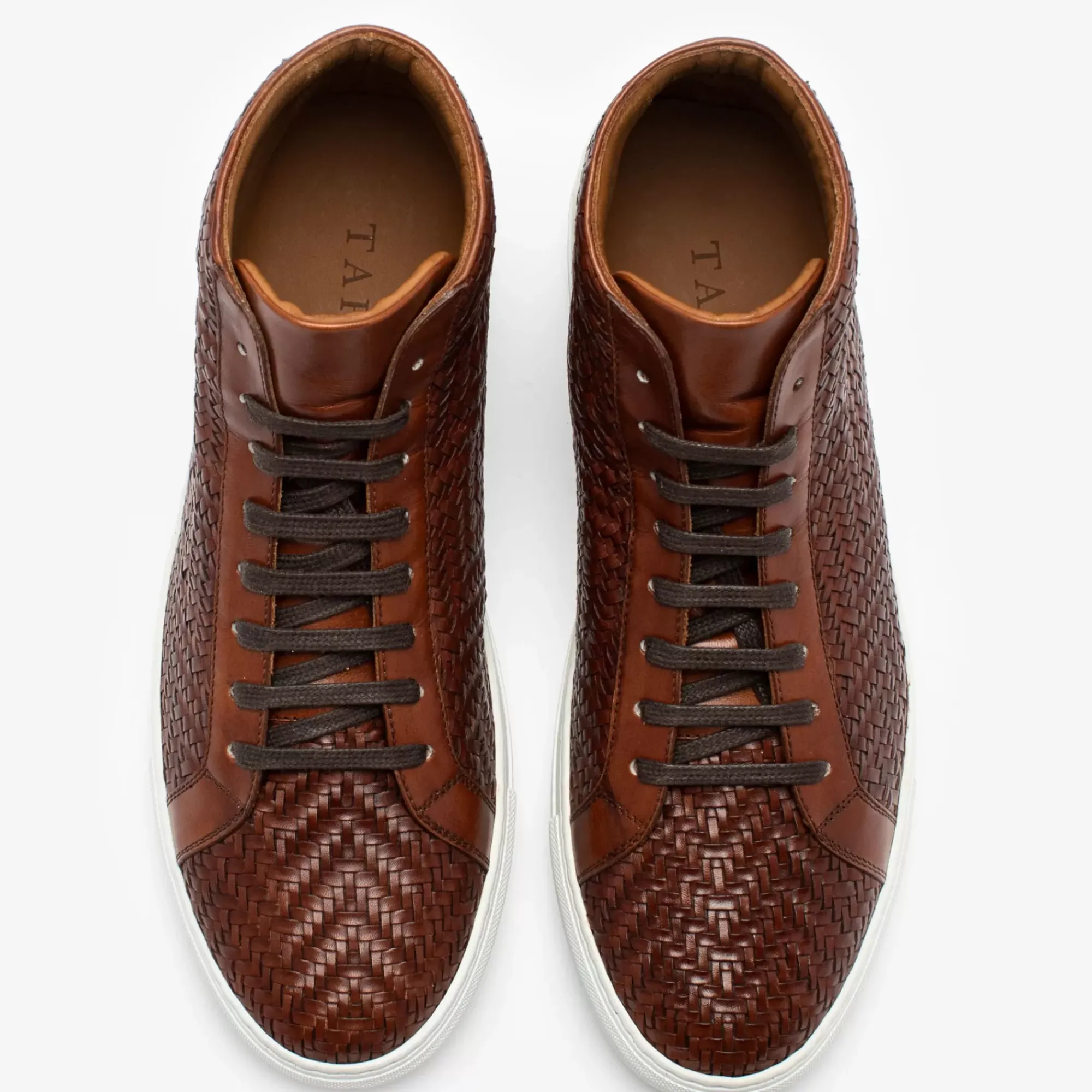 Discount TAFT The Hightop Sneaker In Woven Brown Leather |