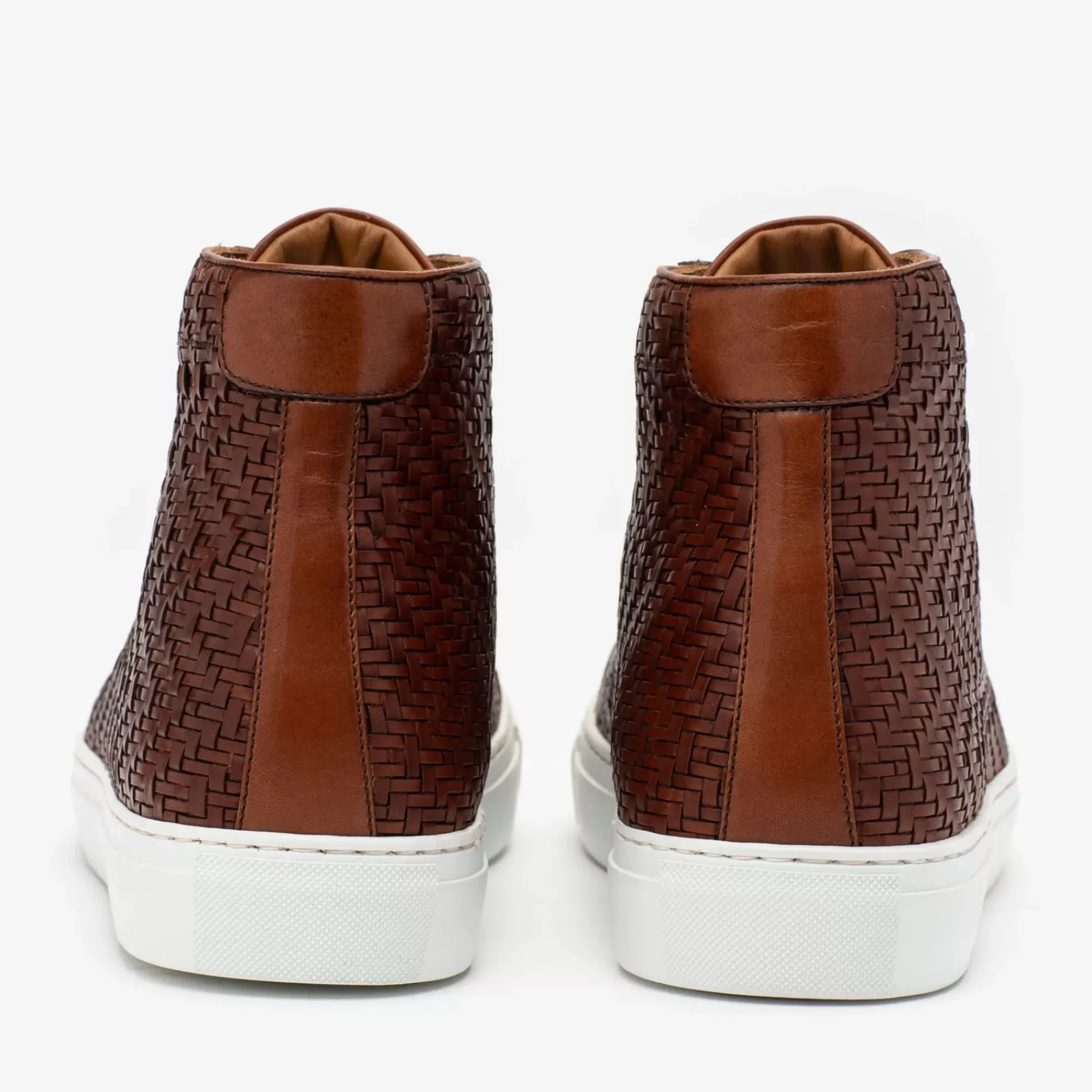 Discount TAFT The Hightop Sneaker In Woven Brown Leather |
