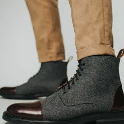 New TAFT The Jack Boot - Grey / Oxblood Leather |