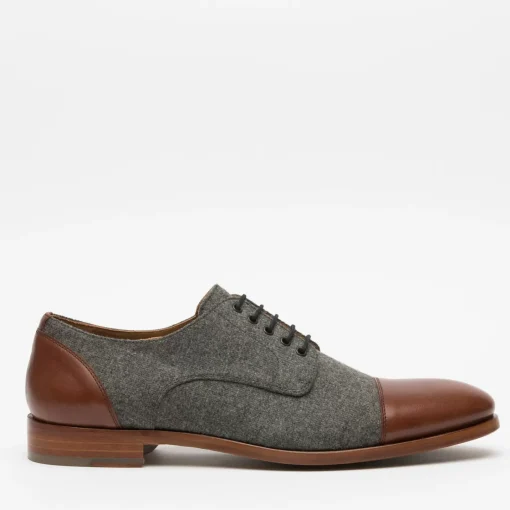 Shop TAFT The Jack Shoe - Grey/Brown Leather Shoes |