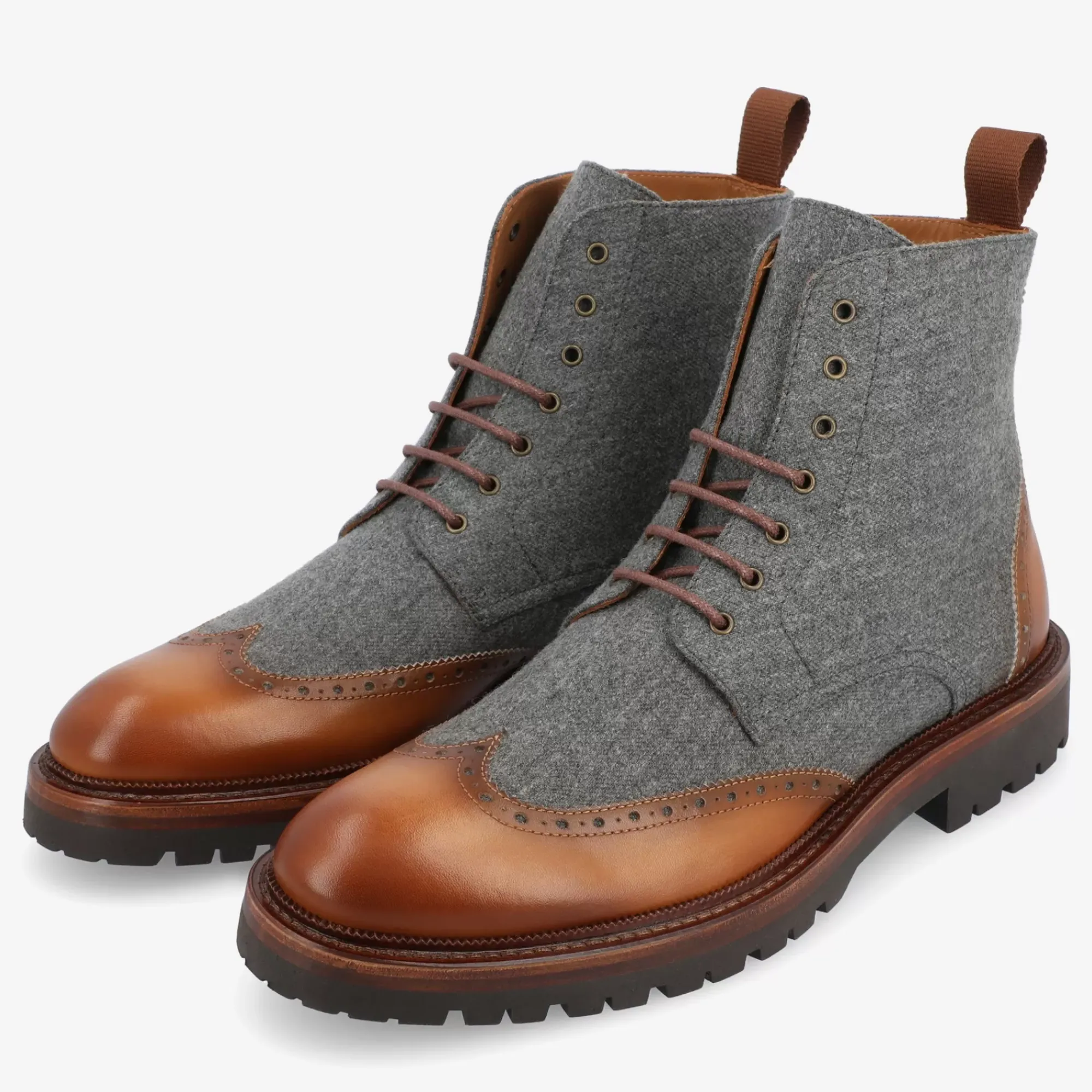 Store TAFT The Livingston Boot In Grey/Brown Wool Boots |