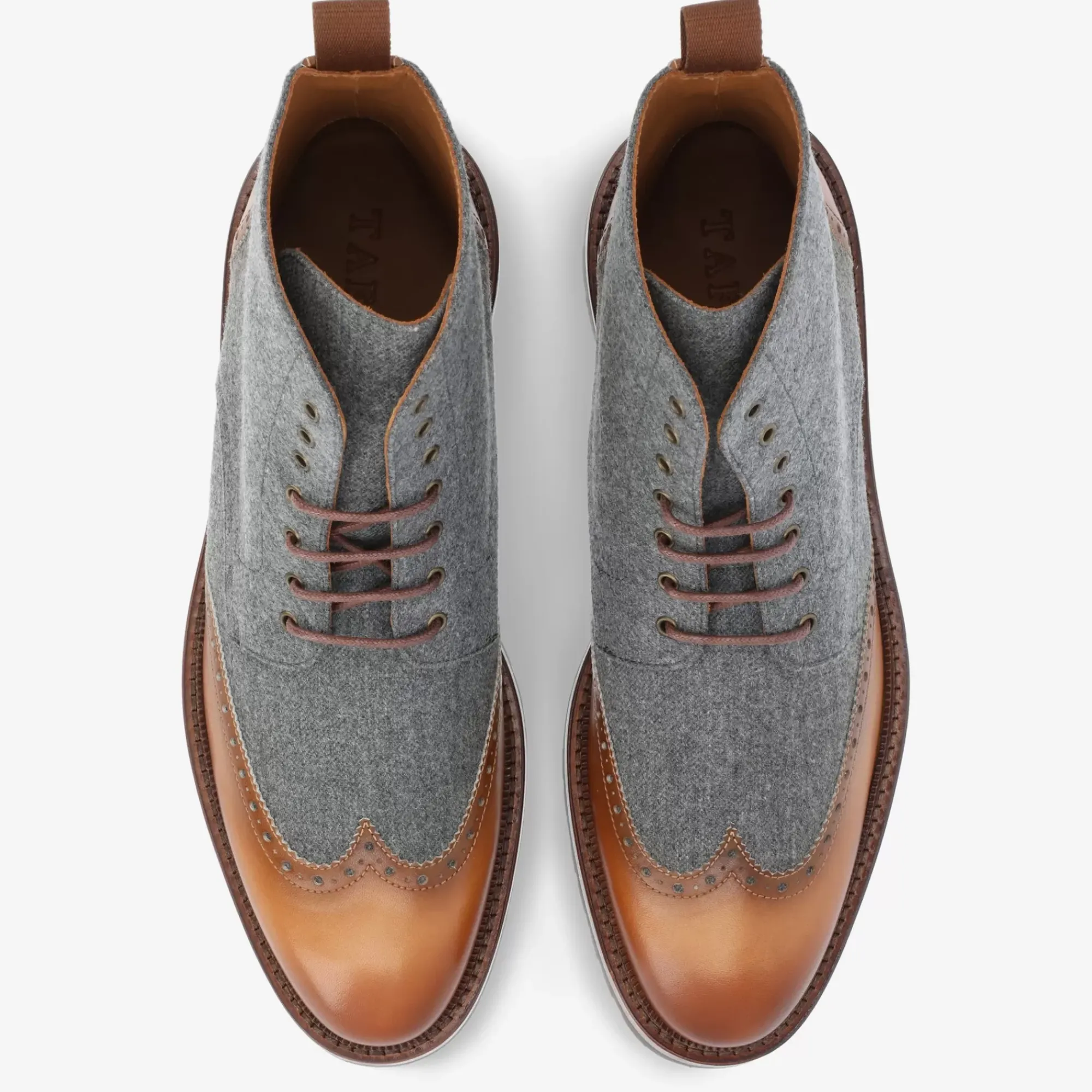 Store TAFT The Livingston Boot In Grey/Brown Wool Boots |
