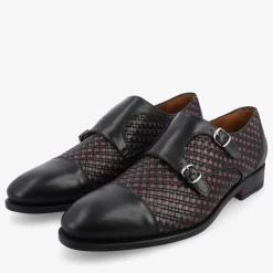 Cheap TAFT The Lucca Double Monk Strap Shoe In Black Woven |