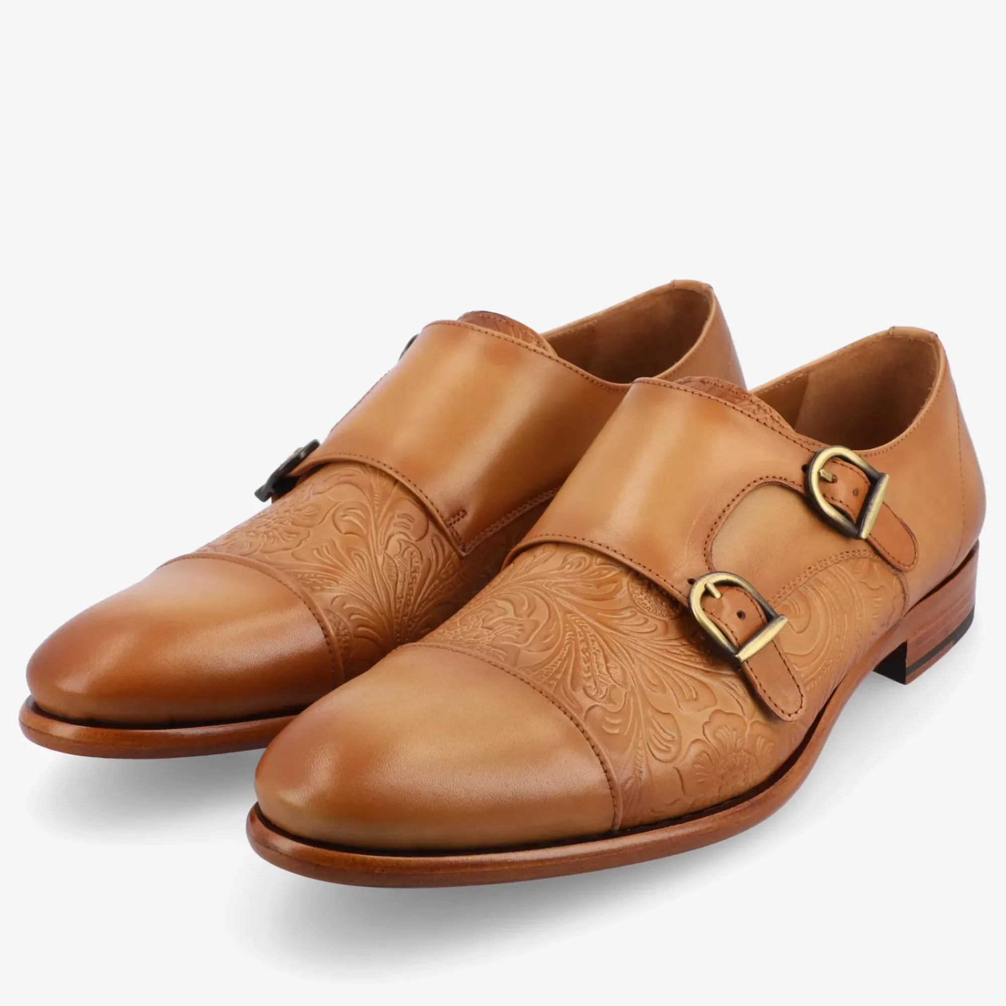 Shop TAFT The Lucca Double Monk Strap Shoe In Honey Floral |
