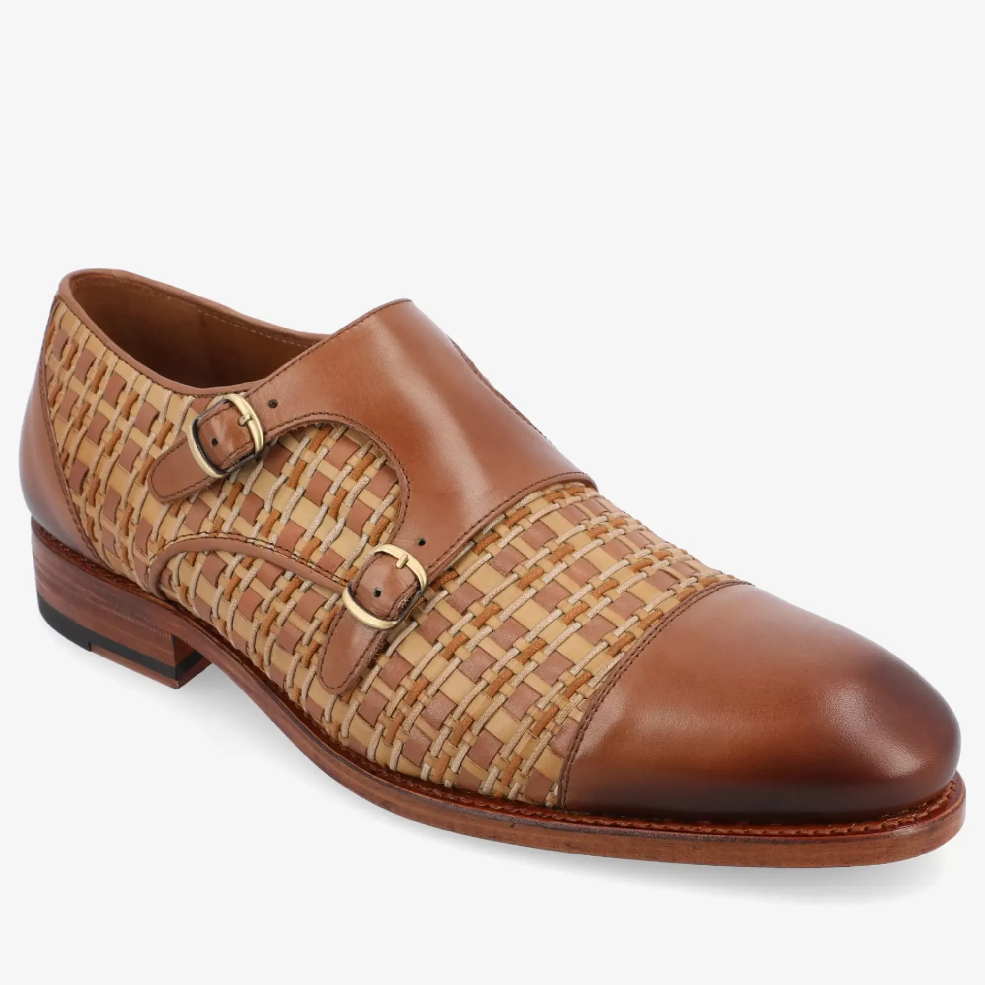 New TAFT The Lucca Monk Strap Shoe In Brown Woven |