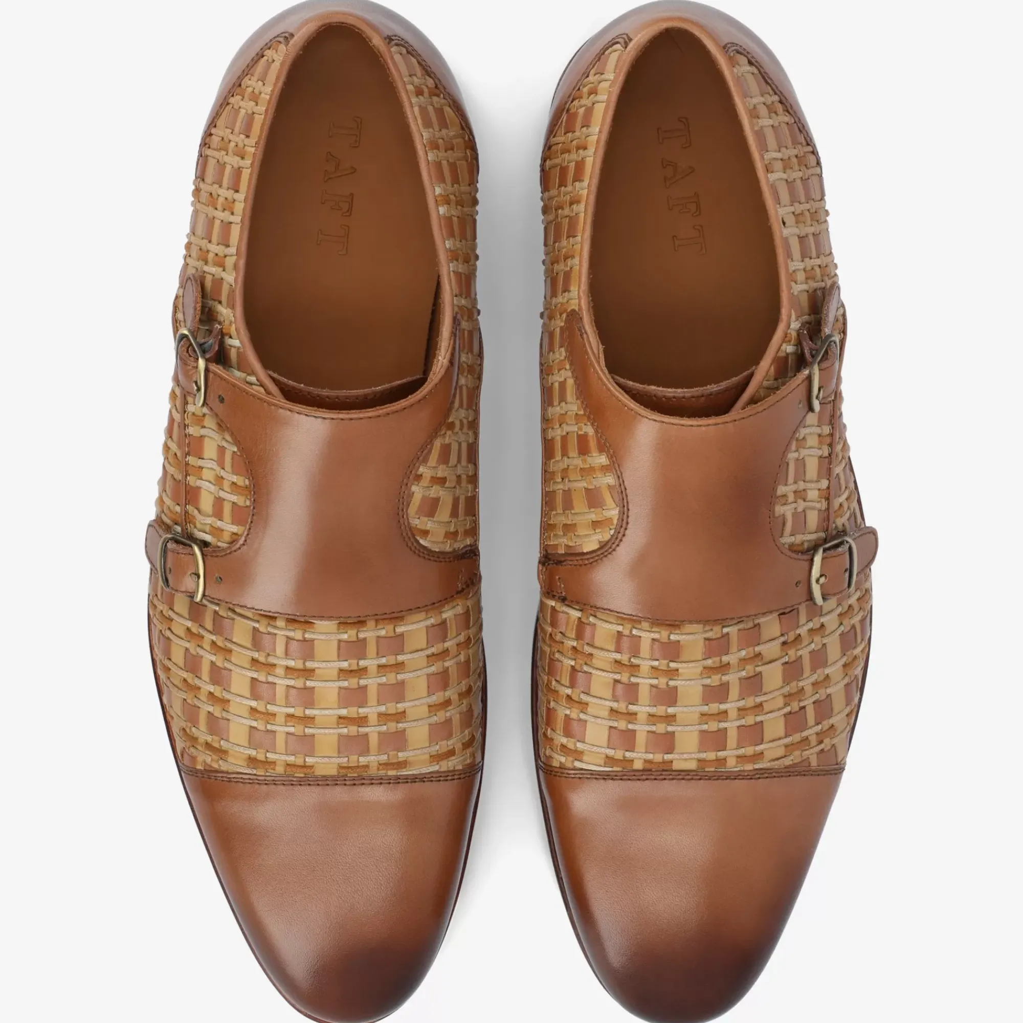 New TAFT The Lucca Monk Strap Shoe In Brown Woven |