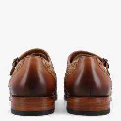 New TAFT The Lucca Monk Strap Shoe In Brown Woven |