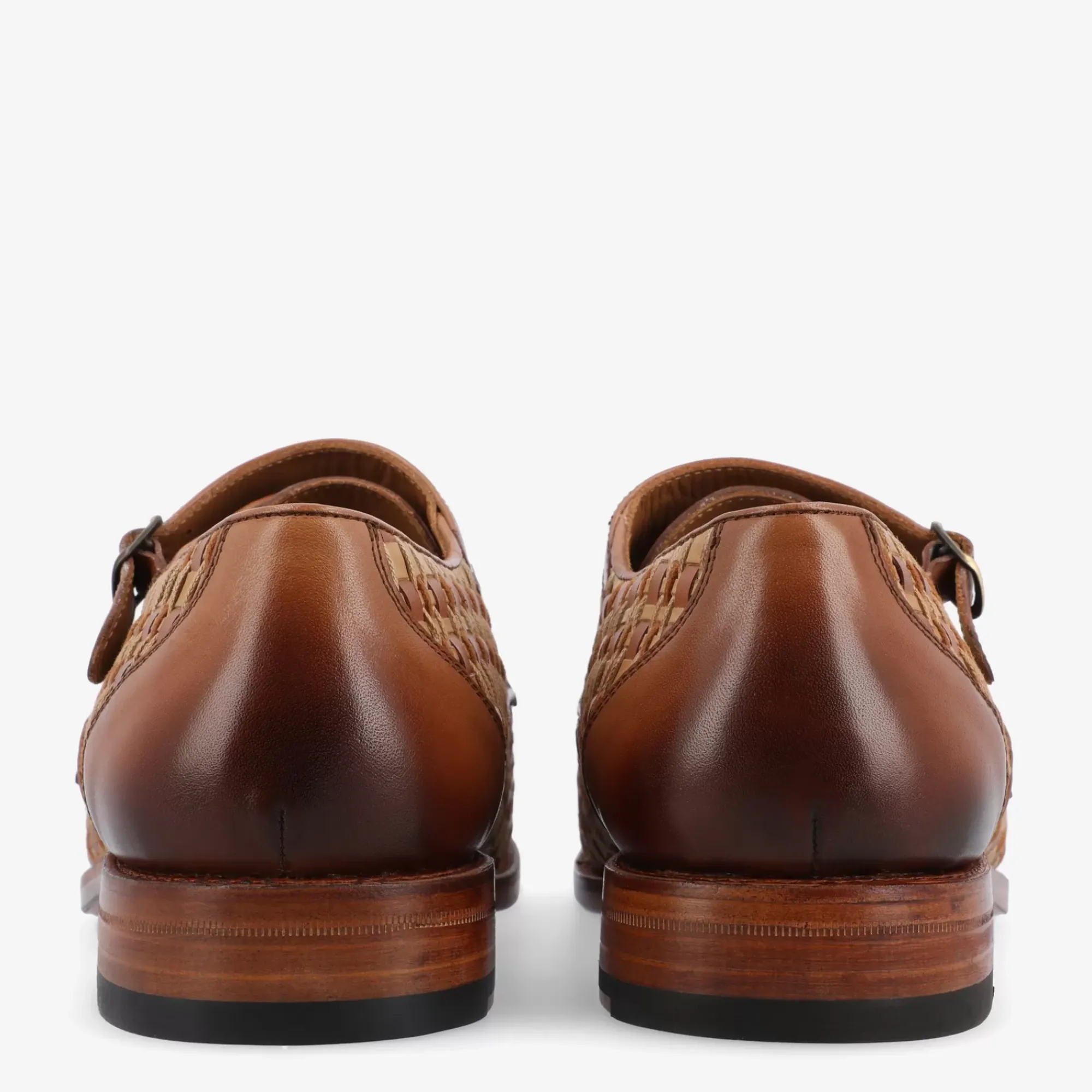 New TAFT The Lucca Monk Strap Shoe In Brown Woven |