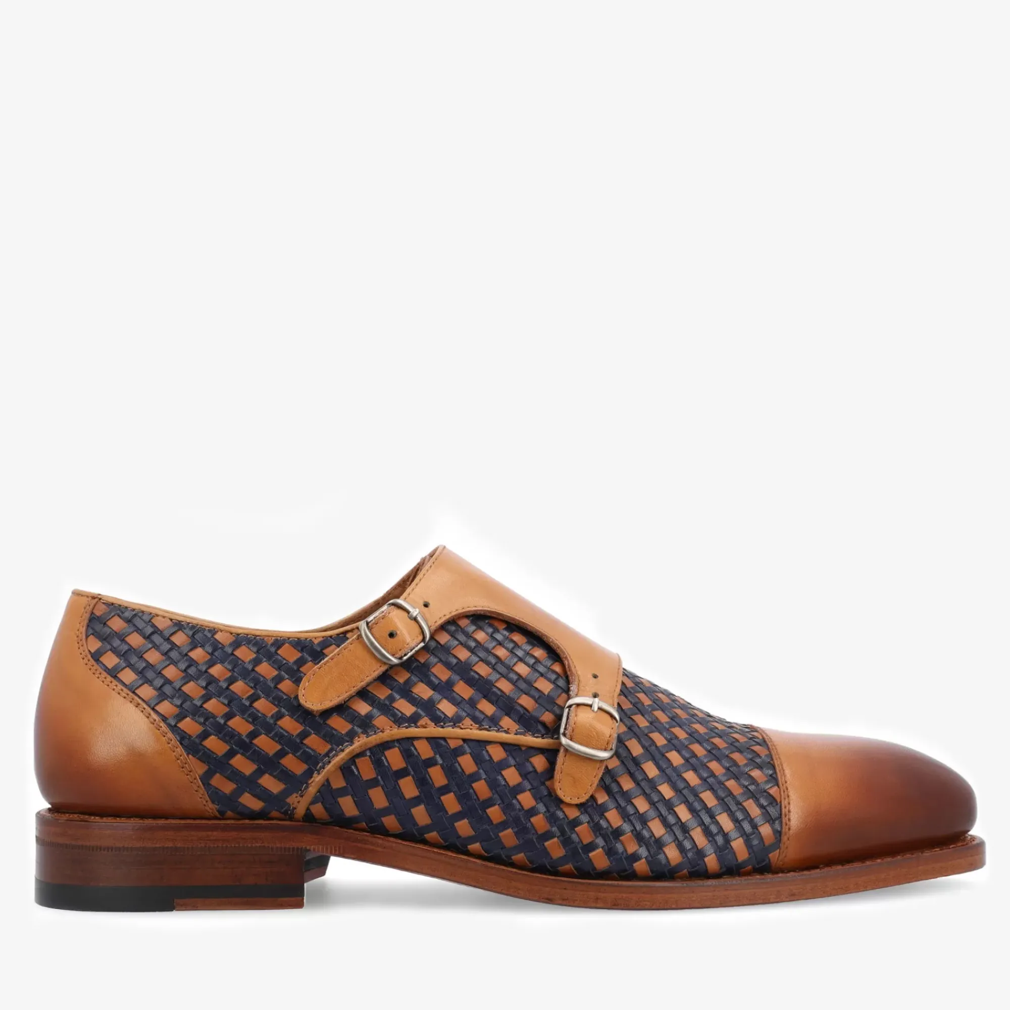 Flash Sale TAFT The Lucca Monk Strap Shoe In Navy Woven Leather |