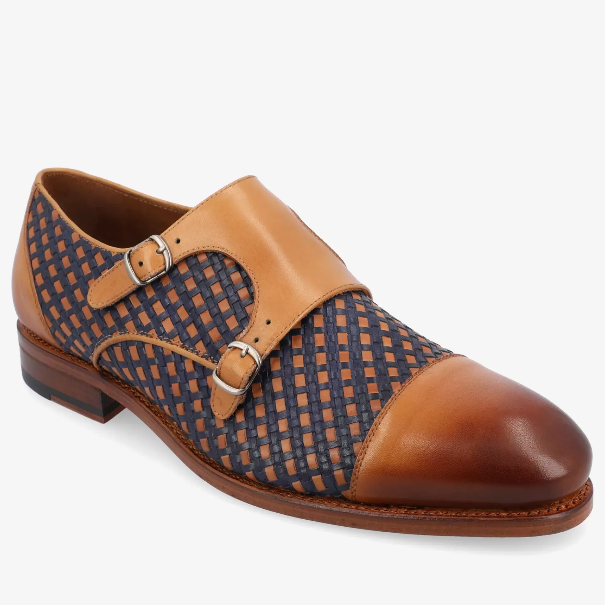 Flash Sale TAFT The Lucca Monk Strap Shoe In Navy Woven Leather |