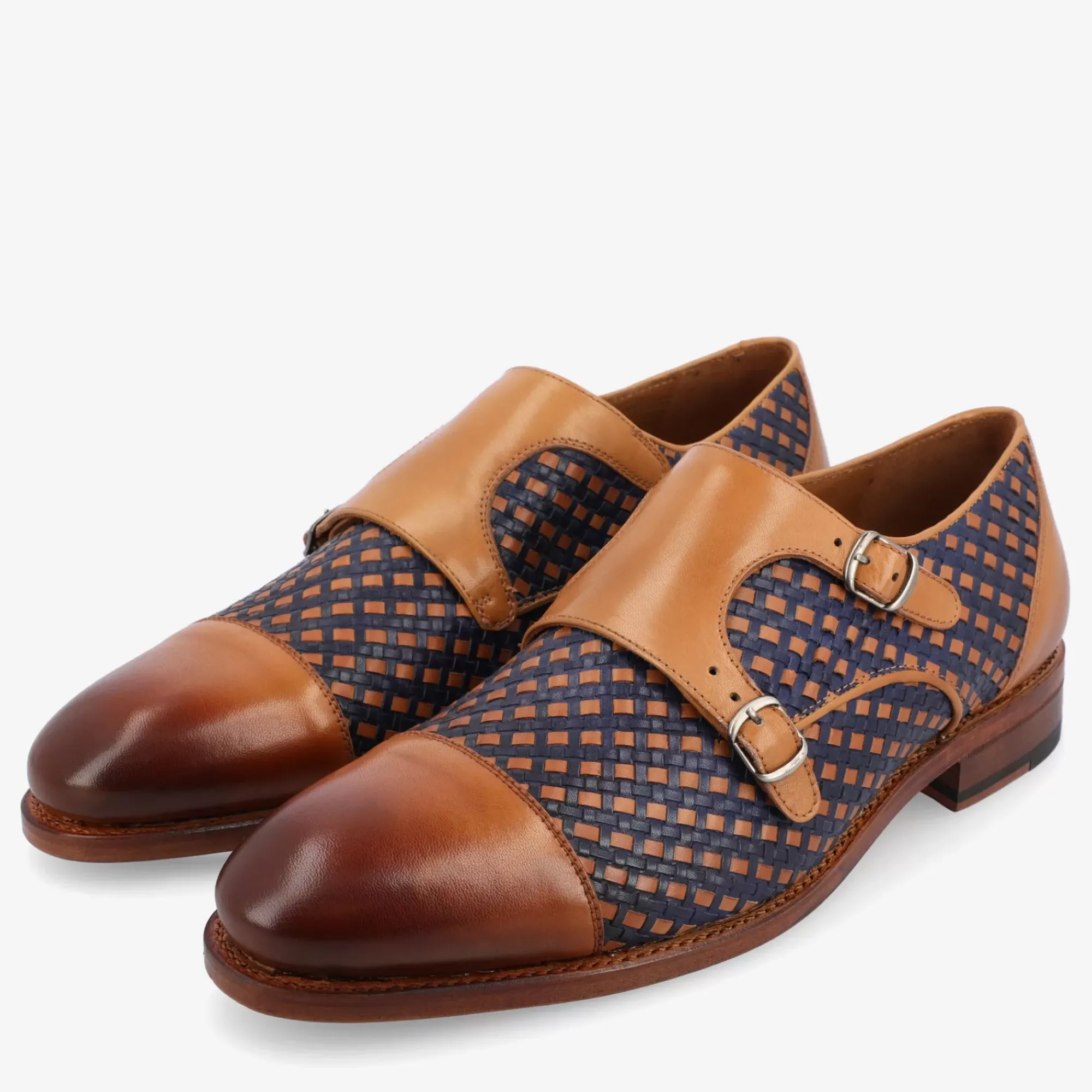 Flash Sale TAFT The Lucca Monk Strap Shoe In Navy Woven Leather |