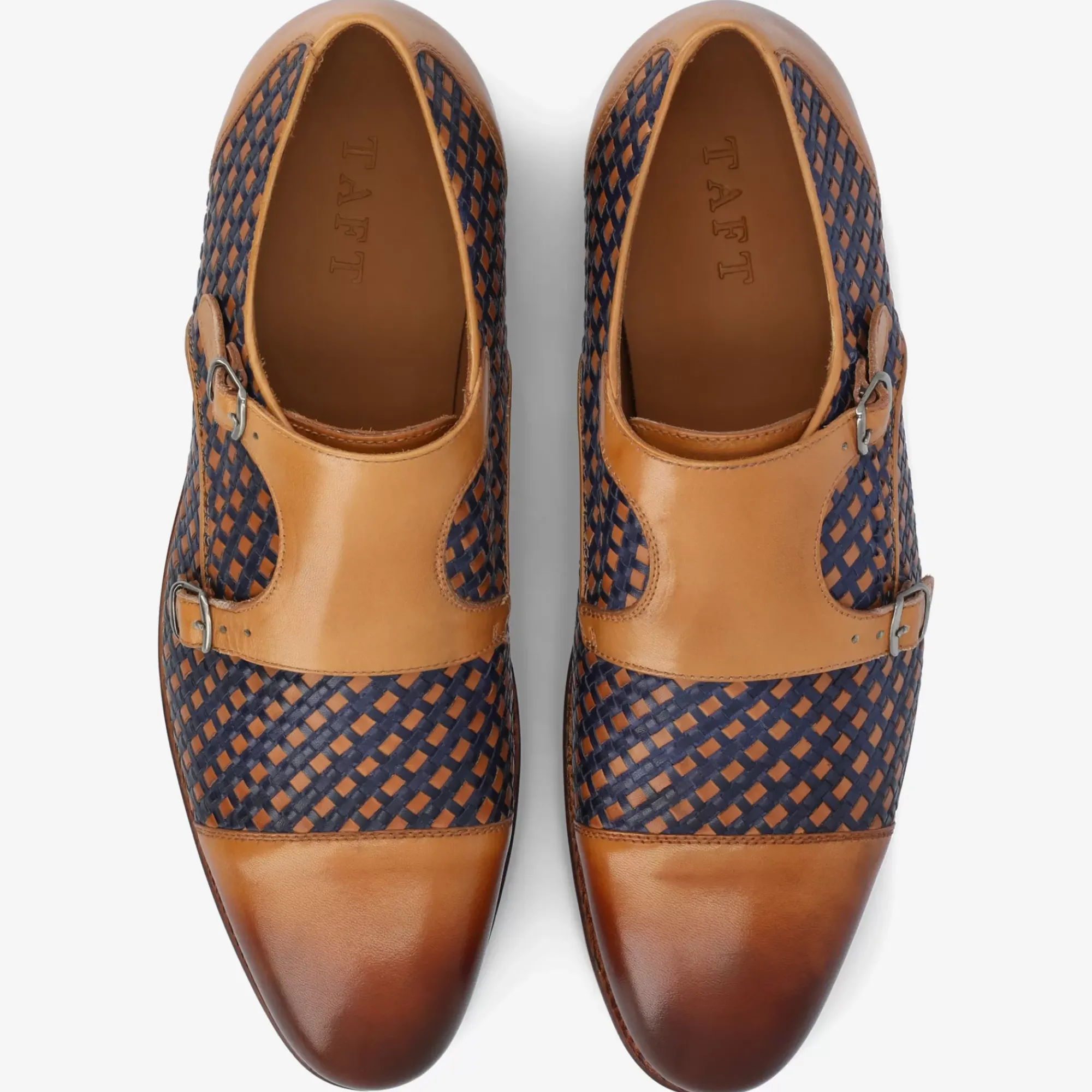 Flash Sale TAFT The Lucca Monk Strap Shoe In Navy Woven Leather |