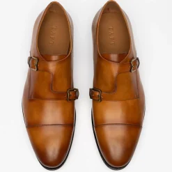 Clearance TAFT The Prince Shoe In Honey - Double Monk Strap |