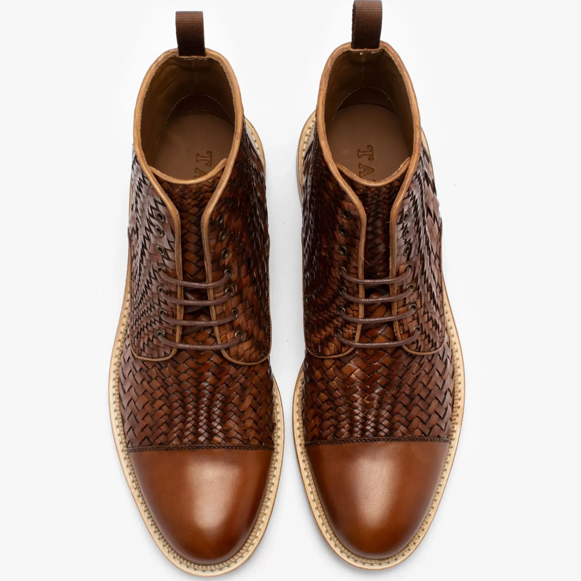Best TAFT The Rome Boot In Woven - Leather Boots |