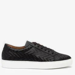 Outlet TAFT The Sneaker In Black Woven Leather |