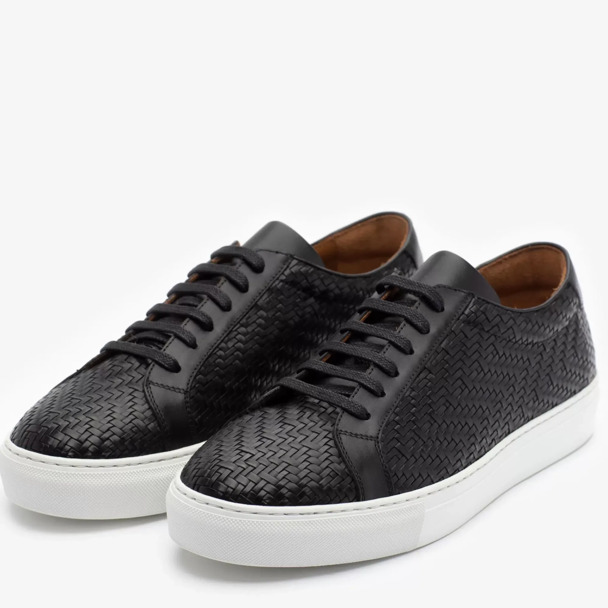 Outlet TAFT The Sneaker In Black Woven Leather |