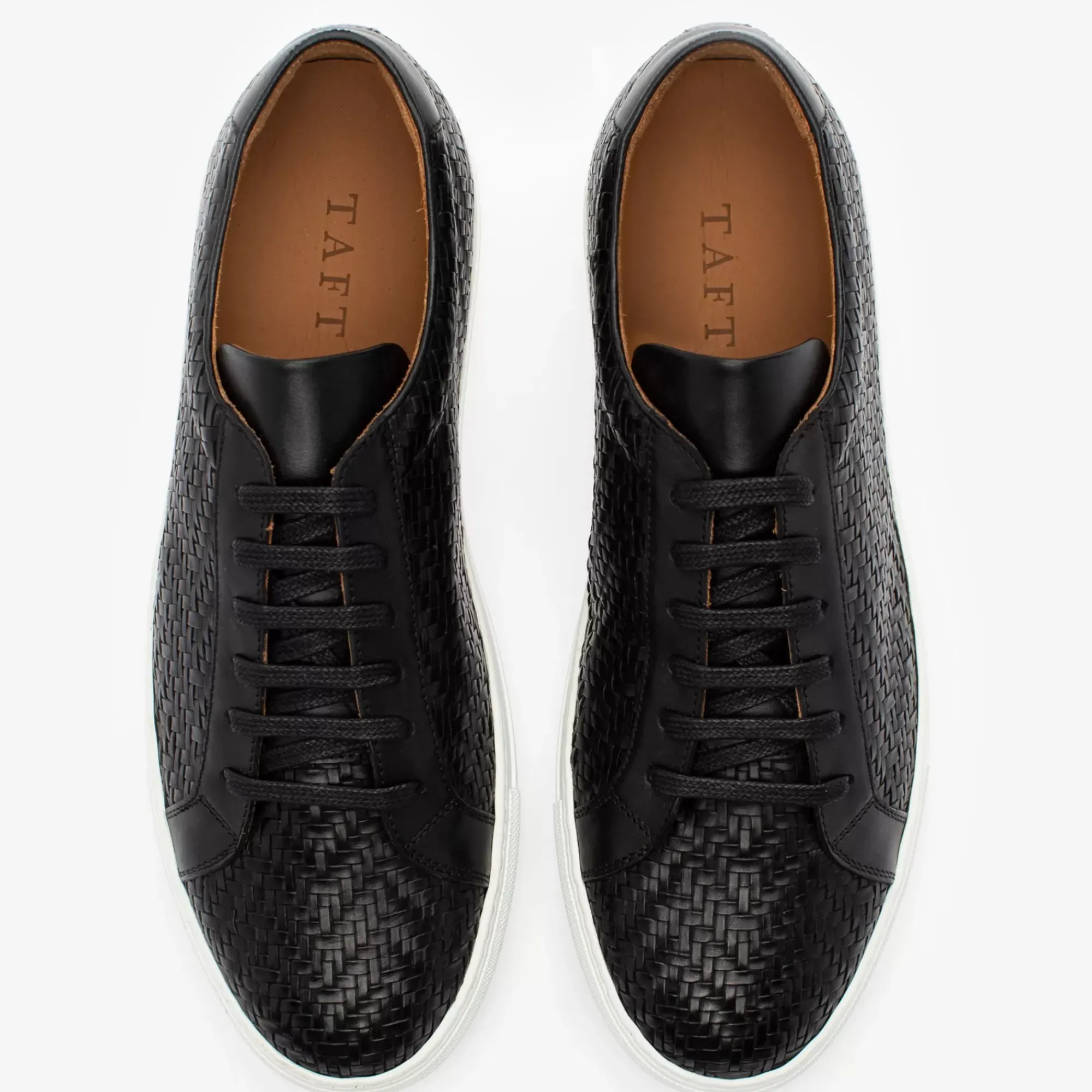 Outlet TAFT The Sneaker In Black Woven Leather |