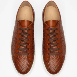 Store TAFT The Sneaker In Woven Brown Leather |