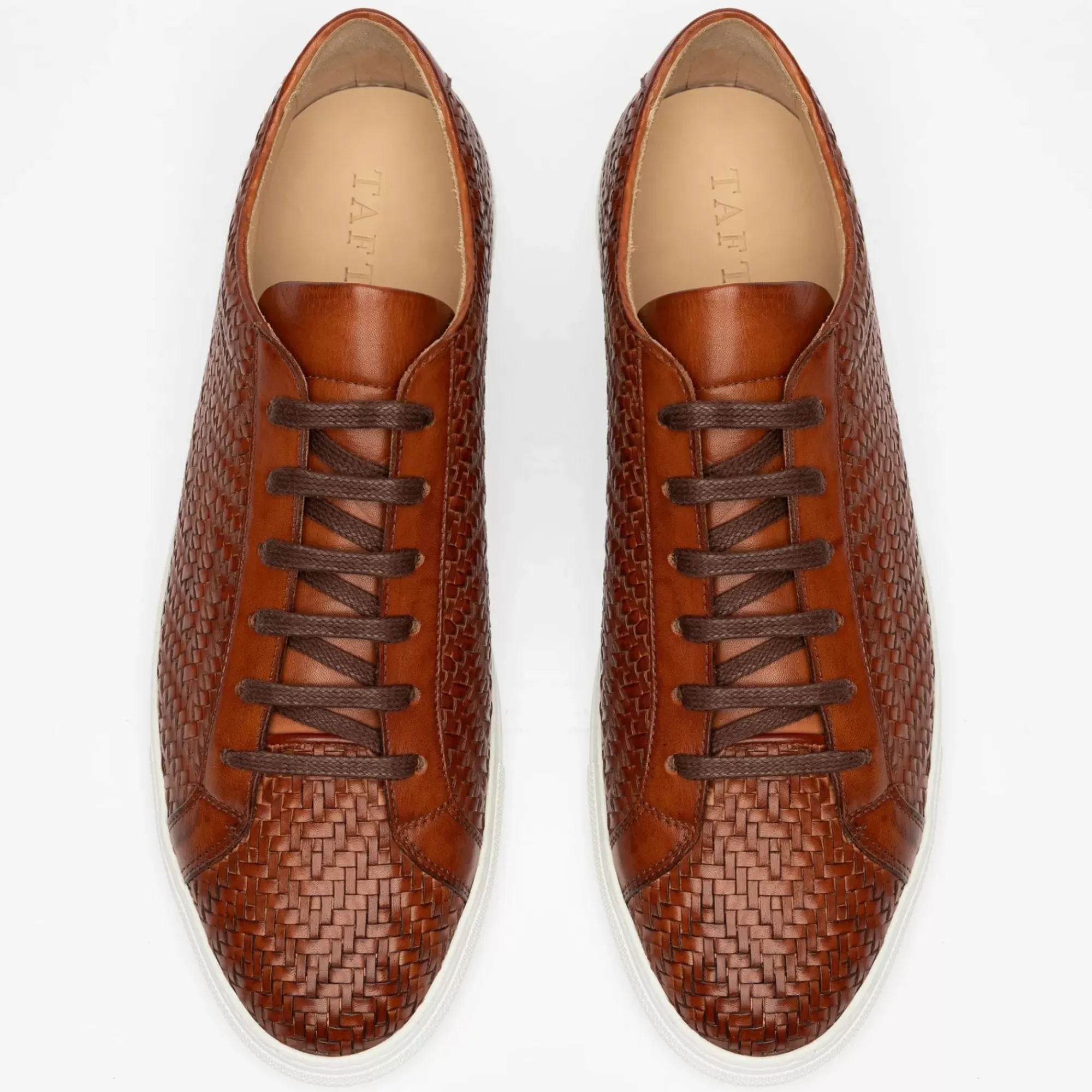 Store TAFT The Sneaker In Woven Brown Leather |