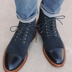 Online TAFT The Troy Boot - Navy Suede Boots |