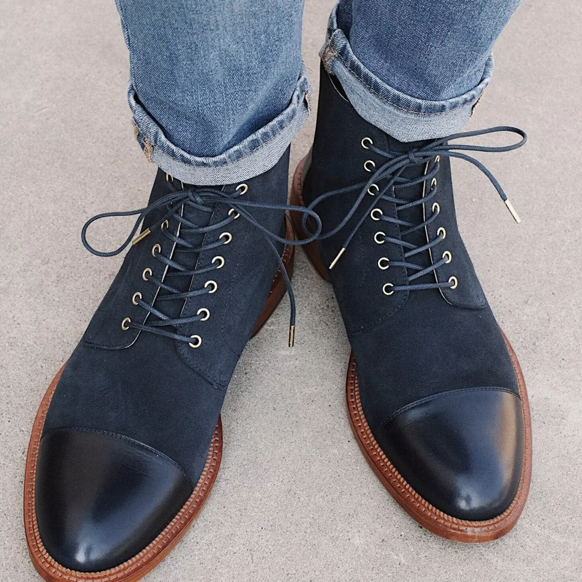 Online TAFT The Troy Boot - Navy Suede Boots |